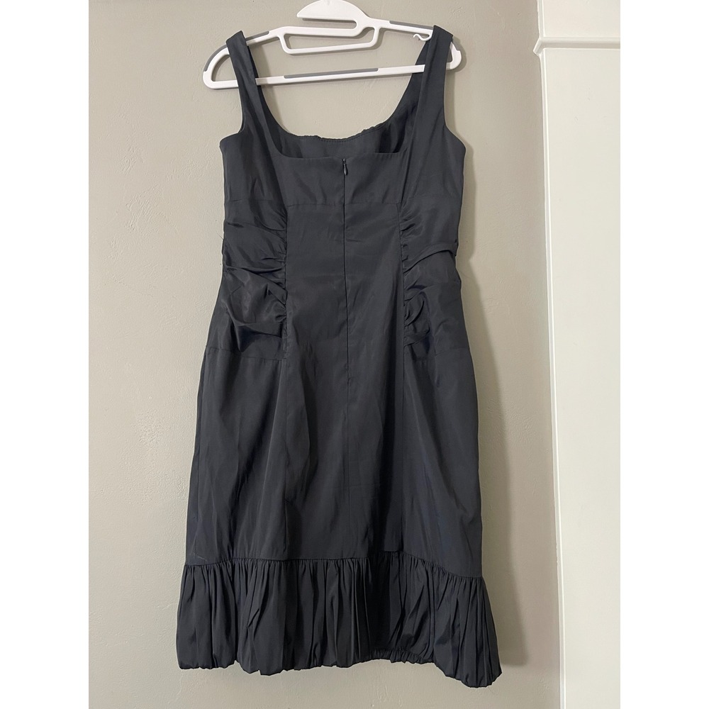 Betsy & Adam Black Ruched Bubble Hem Cocktail Dress Square Neck Size 12 - Picture 4 of 10
